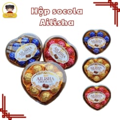 Hộp socola trái tim AILISHA, hộp chocolate Quà Tặng cao cấp, giòn tan thơm ngon
