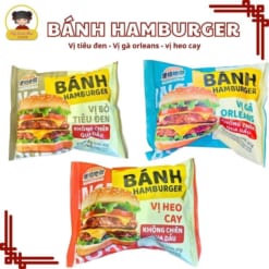 Bánh Hamburger mini, Hamburger snack 3 vị Bò Tiêu Đen / Gà Orleans / Heo Cay không chiên qua dầu, gói 85g